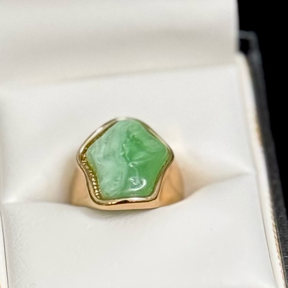Melody Gold Green Chunky Stone Ring